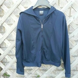Navy Nike hooded zip up with pockets size XS y2k